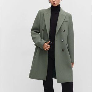 Mango Wool Coat Green